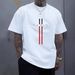 Summer Casual Loose Fit Crew Neck T-Shirt for Men Short Sleeve Parisian Alphabet Print Top_viptrois.com