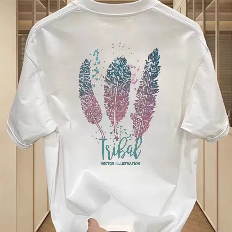 Trendy Letter Casual Short Top Ins Print Unisex Summer Round Neck Pure Cotton Streetwear American Style Simple T-Shirt_viptrois.com