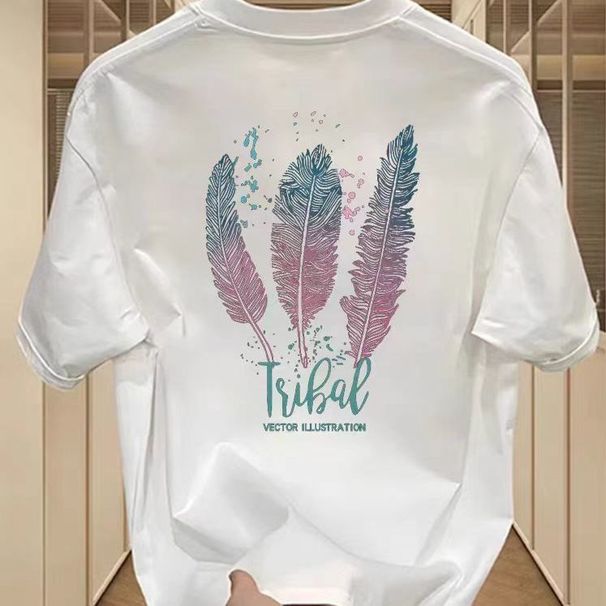 Trendy Letter Casual Short Top Ins Print Unisex Summer Round Neck Pure Cotton Streetwear American Style Simple T-Shirt_viptrois.com