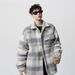 Xiaoxiangfeng Woolen Plaid Coat Men's Spring And Autumn Collar Single Breasted Coat Retro Couple Jacket_viptrois.com