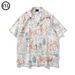British Style Loose Cuban Collar Shirt Men's Short Sleeves Niche Trendy Casual Shirt Vacation Wear_viptrois.com