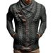 Loom 2024 New High Collar Horn Leather Button Knitted Fashion Cardigan Men's Sweater_viptrois.com