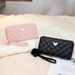 Vintage Long Wallet With Butterfly Hardware & Quilted Design - Elegant Chanel-Inspired Coin Purse With Pompom Charm & Multi-Card Slots_viptrois.com