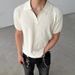 Men's Clothing Retro Old Money Style Striped Texture Lapel Short Sleeved Men's Summer Knitted Polo Shirt Slim Shoulder T Shirt Top_viptrois.com