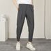 Summer Casual Men's Slim Fit Tapered Leg Dress Pants Loose Korean Style Versatile Trendy Cropped Harem Pants_viptrois.com