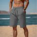 Men's Clothing Summer Beach Shorts Drawstring Elastic Waist Straight Tube Flat Comfortable Breathable Shorts_viptrois.com