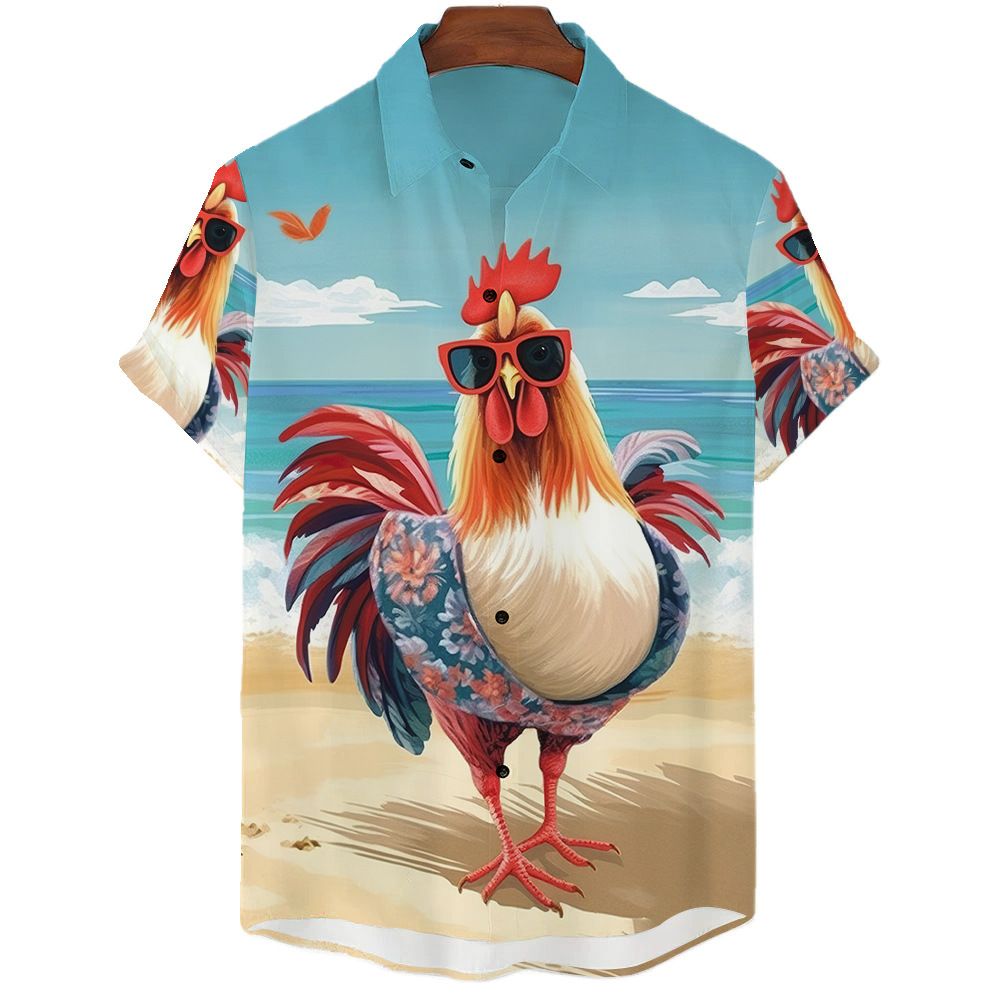 Men's Clothing 25 New Short Sleeved Shirt Cross Border Foreign Trade 3D Digital Printing Trendy Casual Factory Direct Sales Summer_viptrois.com