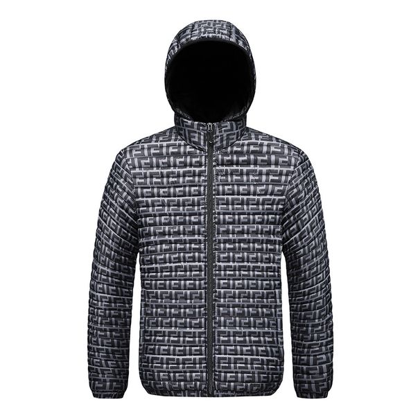 Rib Suit Padded Coat Men's Removable Hat Full Print Thickened Loose Padded Jacket_viptrois.com