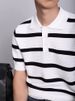 Men's Clothing Knitted Striped Shirt Short Sleeved Business Casual Ice Silk Lapel Half Sleeved Top T Shirt_viptrois.com