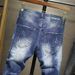 Four Seasons Denim Light Blue Long Patch Multi-Craft Slim Fit Men's Trendy Elastic Pants_viptrois.com