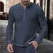 Men’s Striped Henley Shirt – Long Sleeve Corduroy Button-Up For Casual & Smart-Casual Wear (S-3XL, Yellow/Burgundy/Green/Navy)_viptrois.com