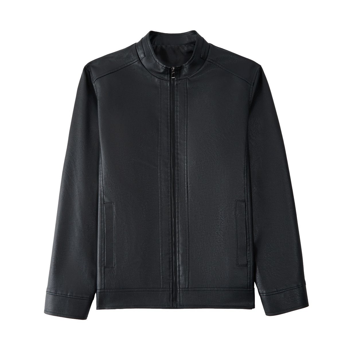 2025 Men's New Stand Up Collar Leather Jacket, Spring And Autumn Trendy Explosive Motorcycle Leather Jacket_viptrois.com