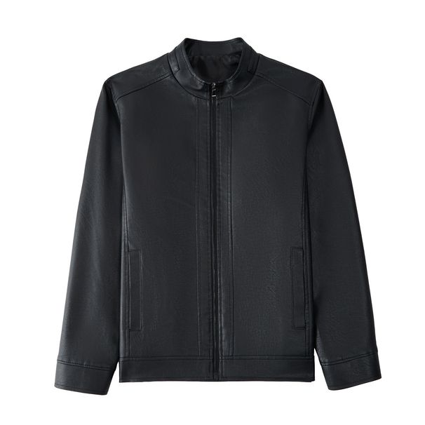 2025 Men's New Stand Up Collar Leather Jacket, Spring And Autumn Trendy Explosive Motorcycle Leather Jacket_viptrois.com