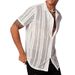 Men's Clothing Street Casual Button Knitted Short Sleeved Shirt Tops Hollow Shirts_viptrois.com