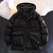 Men's Winter Hooded Down Jacket With White Duck Feather Filling, Thickened Warm Workwear Coat For Teens & Adults_viptrois.com