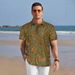Men's Clothing Men's Summer Transparent Henry Shirt Printed Polo Shirt Party Nightclub Lapel Short Sleeve_viptrois.com