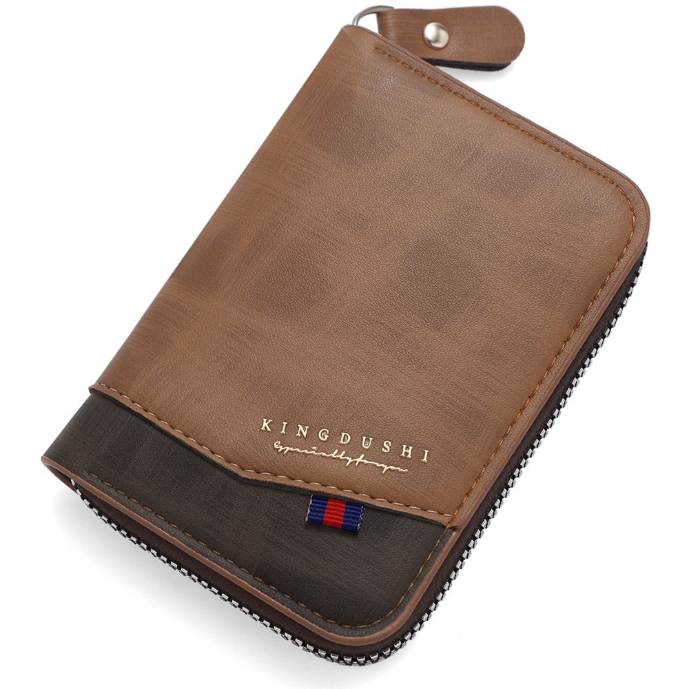 Wallet Card Cases Retro Stitching Contrast Color Men's Accordion Card Holder Multi Card Slot Coin Purse Small Clutch Zipper Bag_viptrois.com