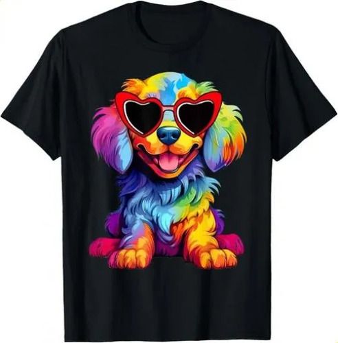 T-shirtrainbow Cute Wearing Glasses Heart Puppy 2026 Love Dog_viptrois.com