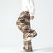 Men's Clothing Plaid contrast color casual pants men's spring new style fresh loose straight pants men and women the same style wide leg pants_viptrois.com