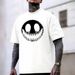 Camiseta Edición Limitada Halloween Con Cara Sonriente Oscura SMILE, Impresión Letras Grandes, Ropa De Pareja, Camiseta_viptrois.com
