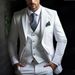 Men's Clothing Handsome Men's Suit Three Piece Suit Solid Color High End Temperament Banquet Business Slim Fashion Suit_viptrois.com