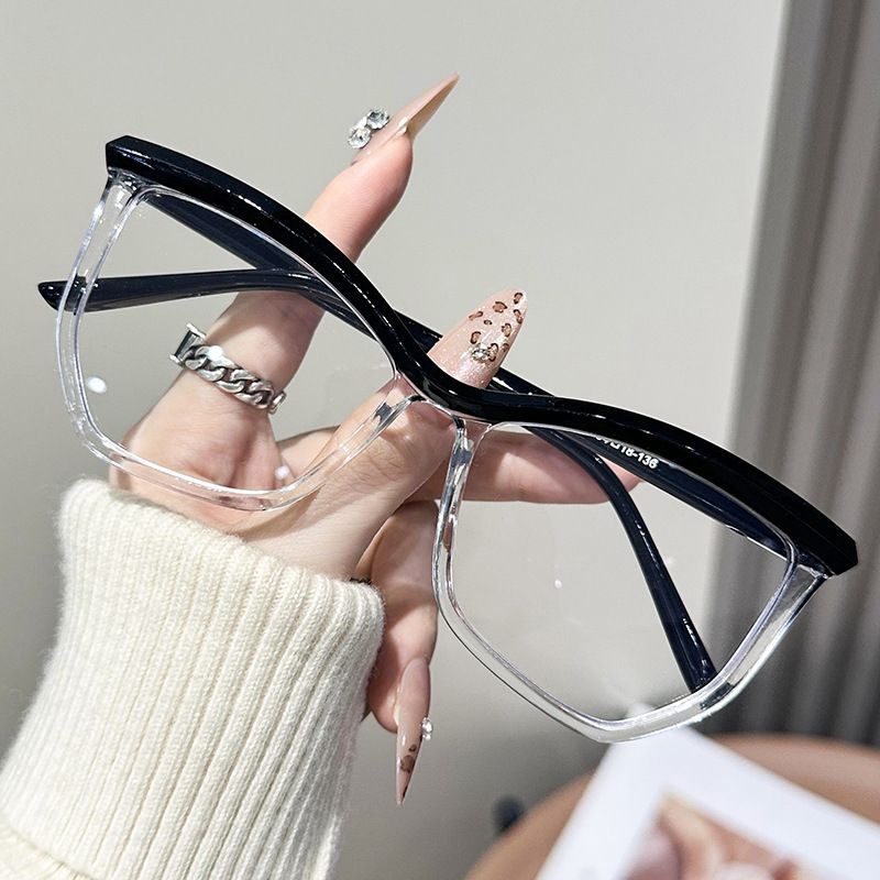 Trendy Cat Eye Frame Irregular Anti-Blue Light New Style No-Makeup Versatile Fashionable Non-Prescription Glasses_viptrois.com