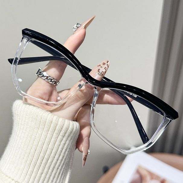 Trendy Cat Eye Frame Irregular Anti-Blue Light New Style No-Makeup Versatile Fashionable Non-Prescription Glasses_viptrois.com