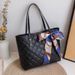 Large Capacity Diamond Embroidery Bag Style Simple Silk Scarf Tote Bag Hot Selling Shoulder Bucket Bag_viptrois.com
