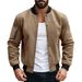 Men's Retro Baseball Jacket – Heavyweight Suede Cardigan With Button Front, Vintage Flight Bomber Style_viptrois.com