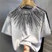 Men's Clothing Fashion Thin Short Sleeved T Shirt Versatile Trendy Personality Casual Loose Cotton Five Point Half Sleeves_viptrois.com