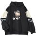 American Style Color Block Couple Loose Cartoon Anime Print Pullover Outerwear Cool Top Sweatshirt_viptrois.com