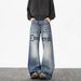Streetwear Men's Printed Jeans - Trendy High-Fashion Hip-Hop Denim Pants With Bold Lettering For Urban & Casual Style_viptrois.com