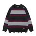 Unisex Oversized Letter Embroidery Distressed Knit Sweater - Breathable Cotton Blend, Drop Shoulder, Streetwear Style (Multiple Colors & Patterns_viptrois.com