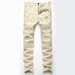 Loom Cross-Border Source European And American Street Fashion Brand Motorcycle Men's Personality Wrinkled Slim Fit Skinny_viptrois.com
