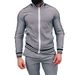 Men's Clothing new autumn casual men's clothing European and American men's sports suit plaid zipper shirt jacket and trousers two pieces_viptrois.com