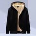 "Men's Fleece-Lined Hooded Cardigan – Plush Velvet Texture, Oversized Fit (Black, M-5XL)"_viptrois.com