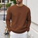Waffle-Knit Pullover Sweatshirt – Unisex Oversized Crewneck Long Sleeve Top – Thickened Polyester Casual Wear For Autumn_viptrois.com