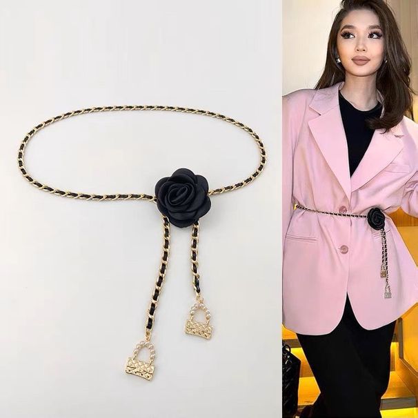 Camellia Waist Chain Women Accessories Flower Chain High-grade Belt Decorative dress Chain Jeans Ins Style_viptrois.com
