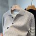 100% Pure Wool Men’s Cardigan – Timeless Knit Blazer (M-3XL, Grey/Black/Khaki)_viptrois.com