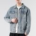 LKTM Men's Vintage Washed Moonlight Blue Denim Jacket American Style Casual Coat Streetwear Essential_viptrois.com