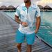 Men's Beachwear Set - Digital Print Polo Shirt & Matching Shorts With Zipper | Summer Casual Outfit_viptrois.com