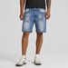 Laike Men's Ripped Denim Shorts Mid-Length Straight Leg Summer Thin Trendy Studded Cross Border American Style_viptrois.com