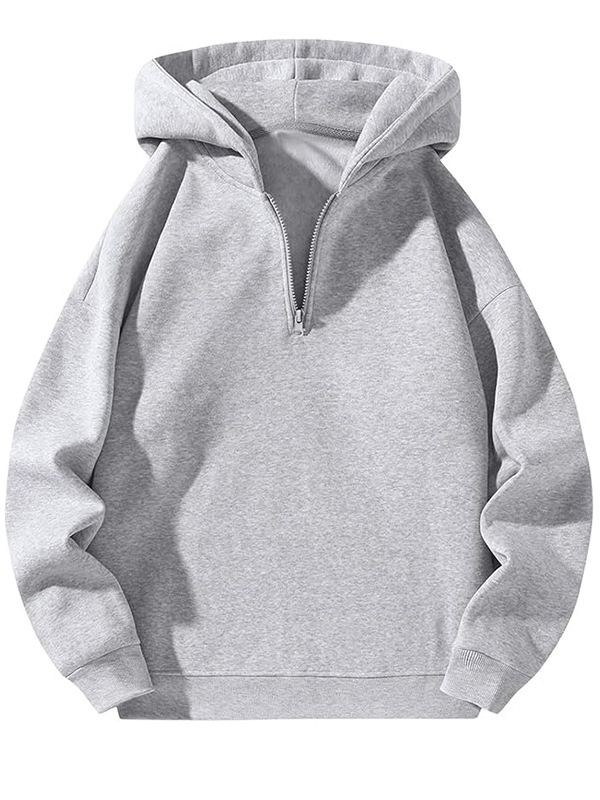 Men's Quarter-Zip Hooded Sweatshirt – Lightweight & Comfortable Pullover For Everyday Wear (S-XXL, Polyester Knit, Unisex Fit)_viptrois.com