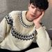 Pure 2025 Fair Isle Cable Knit Loose Sweater For Men Autumn Winter Lazy High-End Feel Knitted Base Layer_viptrois.com
