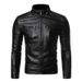 Loom Men Autumn Winter European And American Casual Stand Collar Motorcycle Men's Leather Jacket_viptrois.com