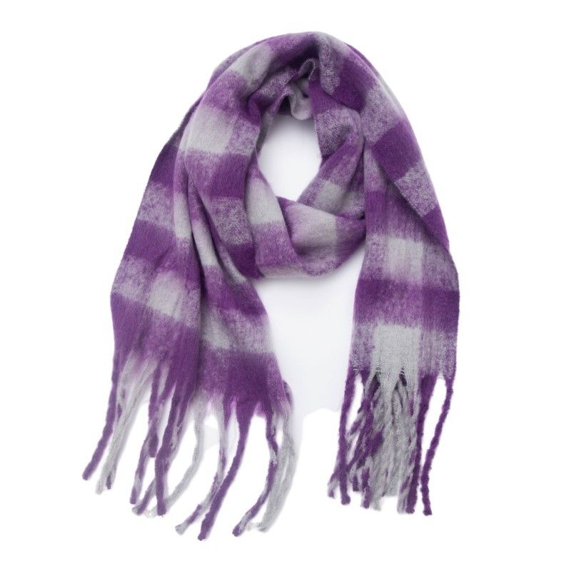 Unisex Black rice check coarse fringe scarf women's thickened bib shawl_viptrois.com