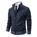 Pure 2025 Cross-Border Autumn Plaid Jacket Stand Collar Slim Fit Long Sleeve Casual Sweater Men's Fashion Coat_viptrois.com