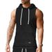 2024 Men's Casual European Size Summer Jacquard Knitted Hoodie Sleeveless T-Shirt Patch Pocket Drawstring Vest_viptrois.com