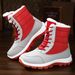 Polyurethane Plus Size Women's High Top Warm Cotton Shoes Cold-Proof Snow Comfortable Long Boots_viptrois.com