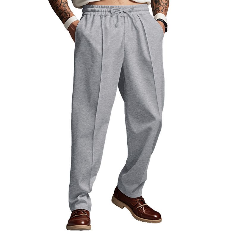 Men's Clothing Spring And Autumn Fashion Casual Solid Color Trousers Loose Tight Closure Straight Trousers_viptrois.com